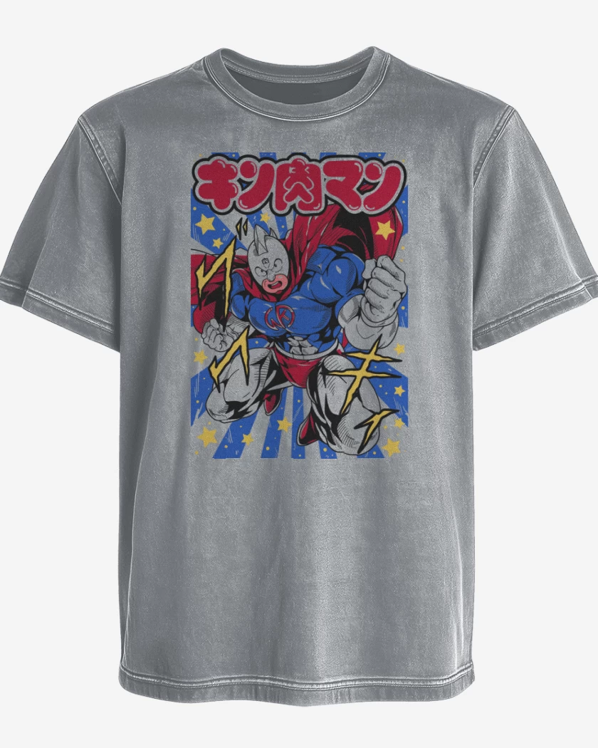 Polera desgastada Gris Melange de Super Kinnikuman B