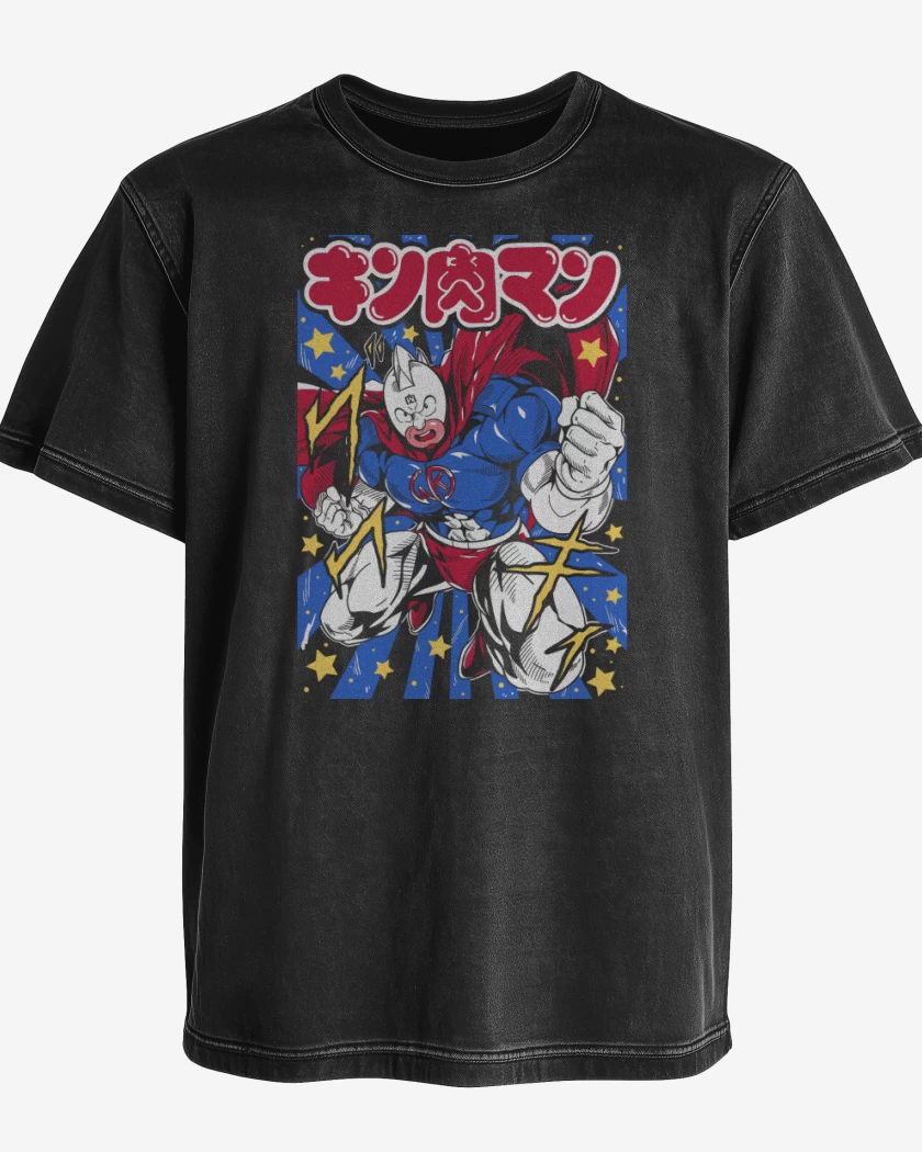 Polera desgastada Negro de Super Kinnikuman N