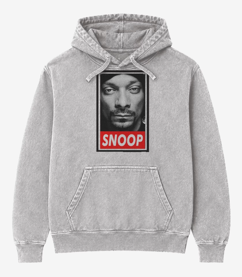 Poleron Canguro Acid Wash Gris Melange de Snoop