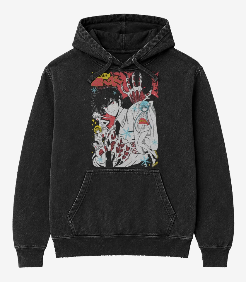 Poleron Canguro Acid Wash Negro de Maestro Nube N