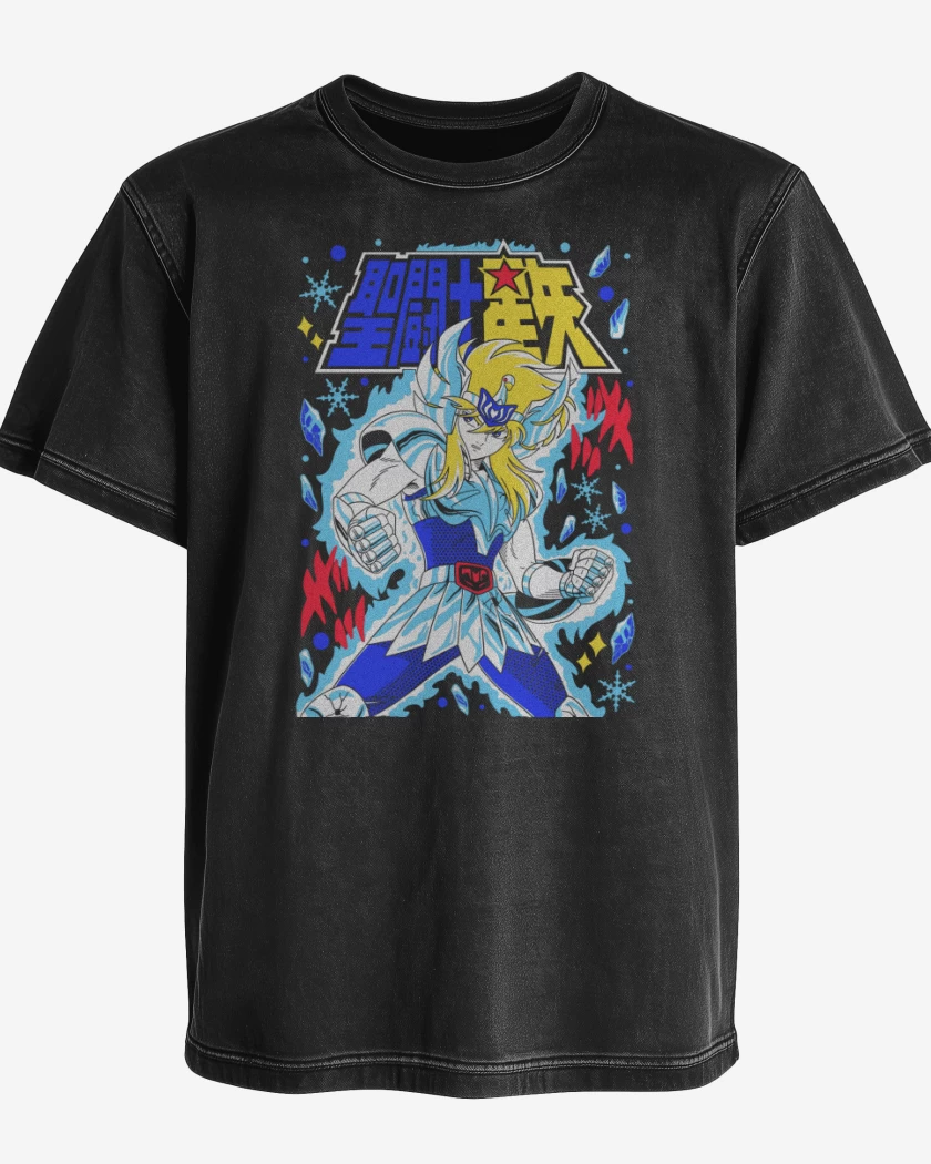 Polera desgastada Negro de Hyoga de Cisne N