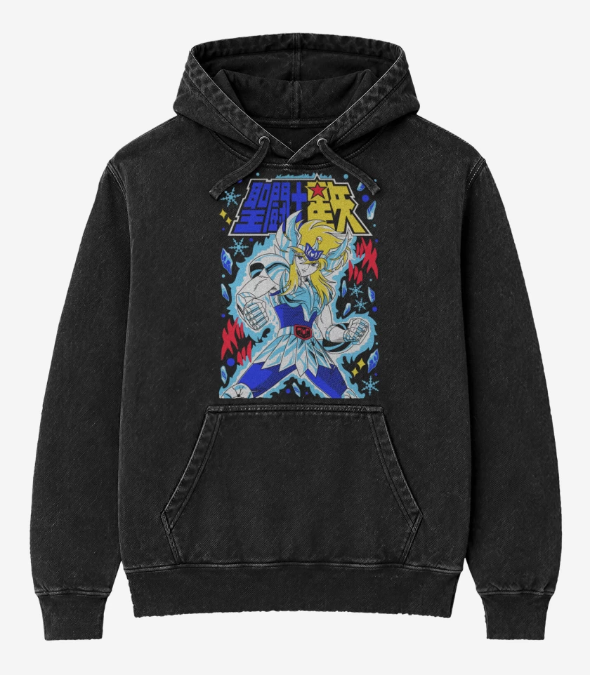 Poleron Canguro Acid Wash Negro de Hyoga de Cisne N