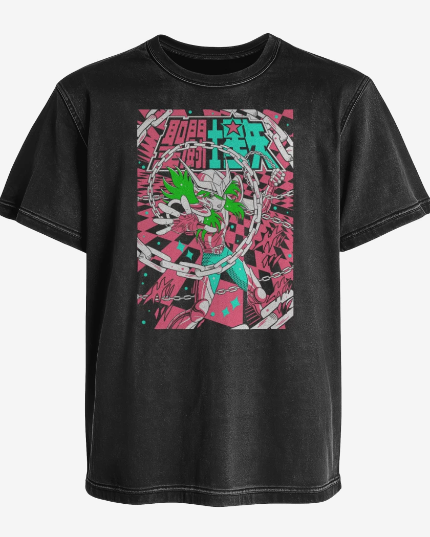Polera desgastada Negro de Shun de Andromeda N