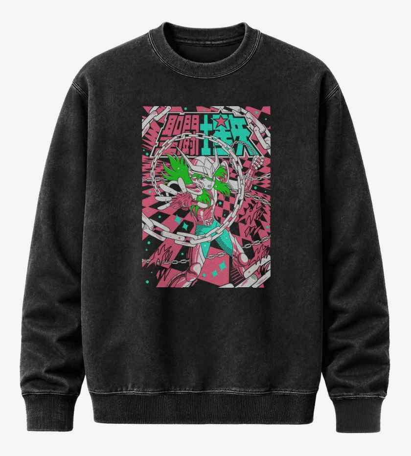 Poleron Polo Acid Wash Negro de Shun de Andromeda N