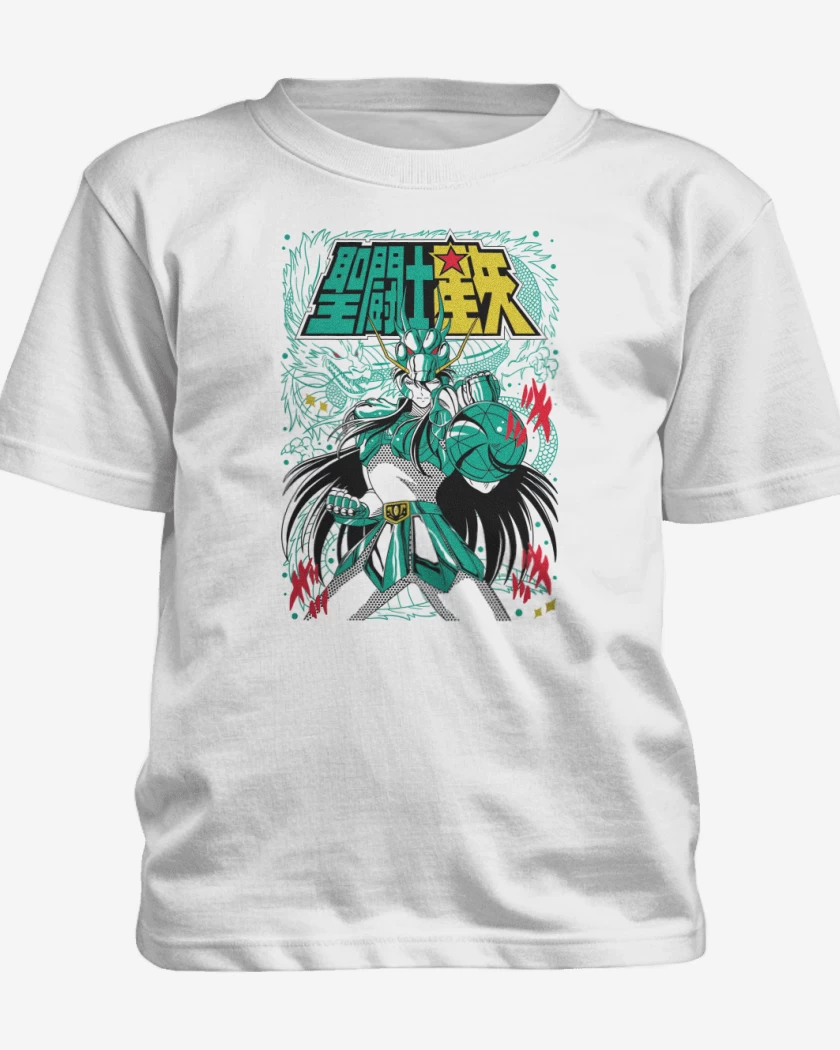 Polera de niño Blanco de Shiryu de Dragon B