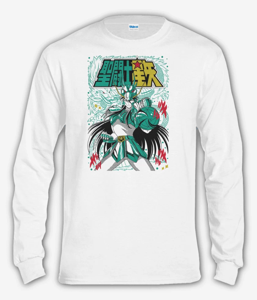 Polera manga larga Blanco de Shiryu de Dragon B
