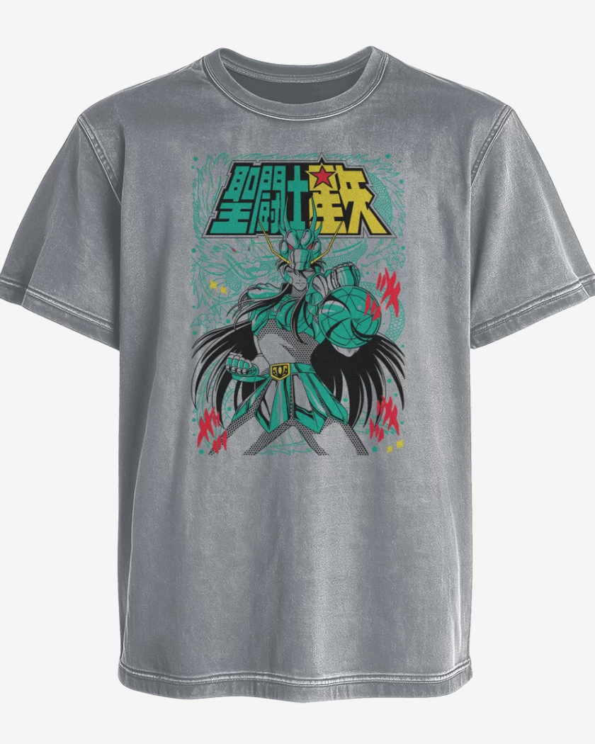 Polera desgastada Gris Melange de Shiryu de Dragon B