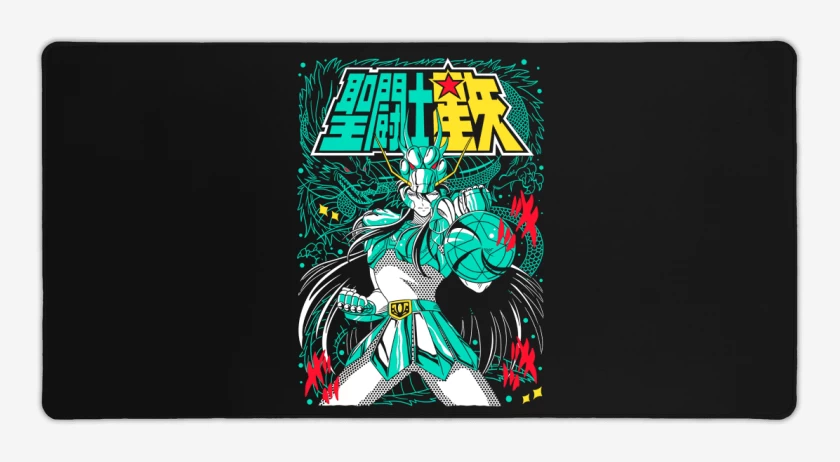 Mouse pad Gamer Negro de Shiryu de Dragon N