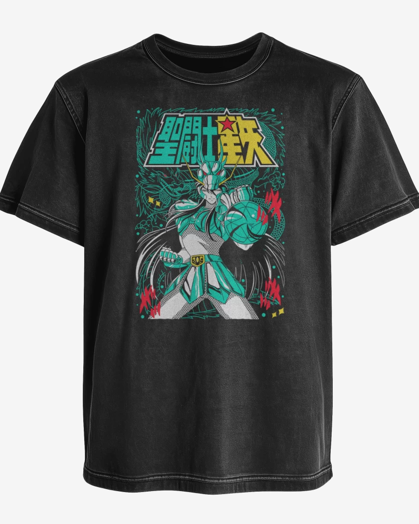 Polera desgastada Negro de Shiryu de Dragon N