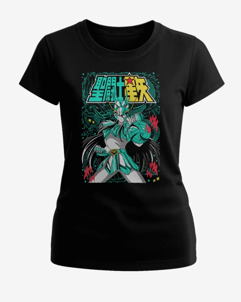 Polera de Mujer Negro de Shiryu de Dragon N