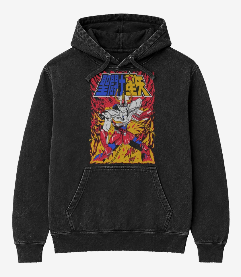 Poleron Canguro Acid Wash Negro de Ikki de Fenix N 