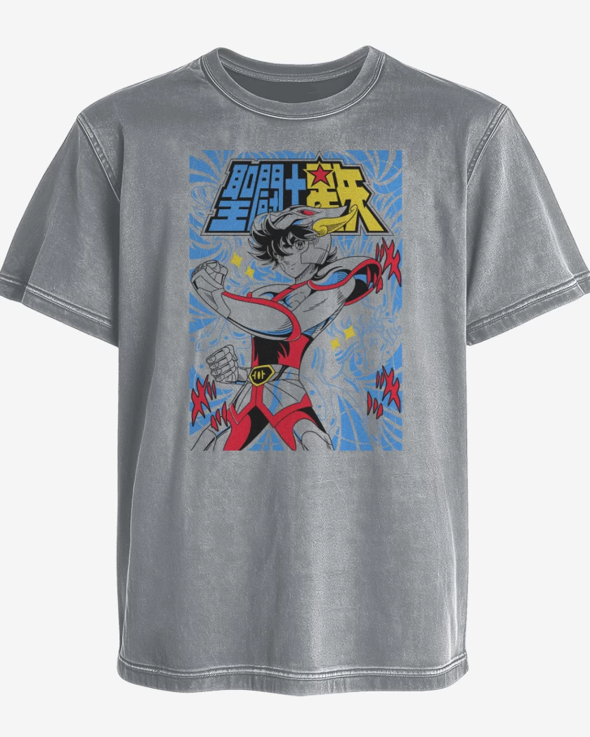 Polera desgastada Gris Melange de Seiya de Pegaso B