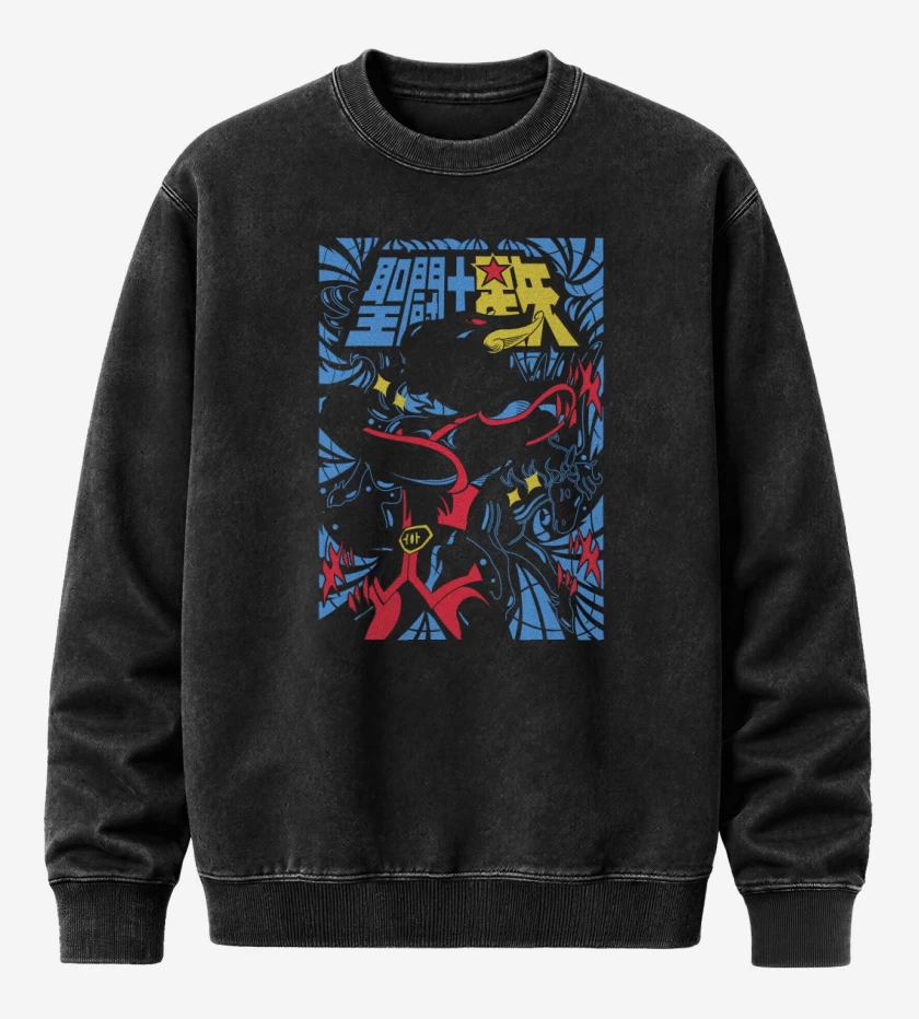 Poleron Polo Acid Wash Negro de Seiya de Pegaso B