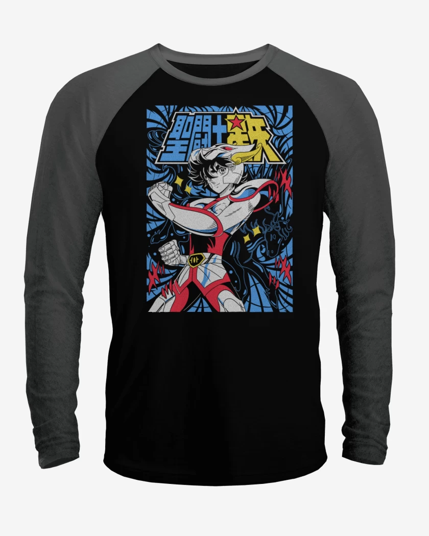 Polera Raglan Negro / Negro Heather de Seiya de Pegaso N
