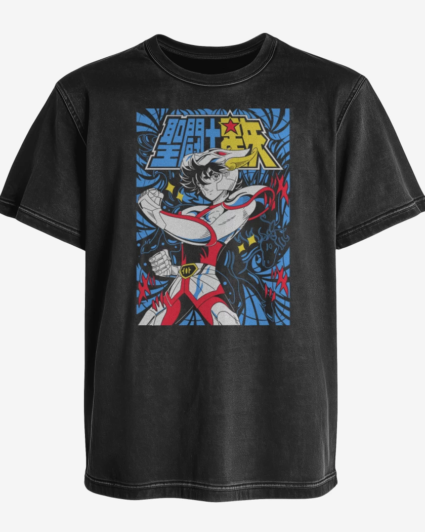 Polera desgastada Negro de Seiya de Pegaso N