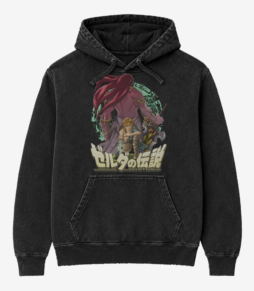 Poleron Canguro Acid Wash Negro de TOTK I