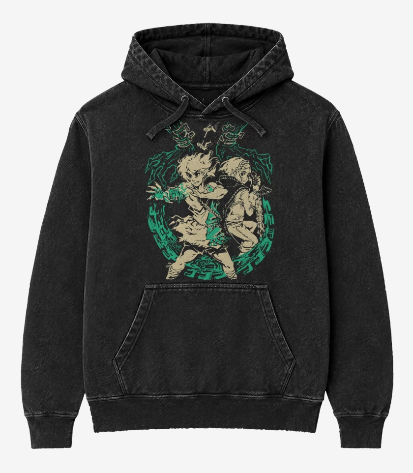 Poleron Canguro Acid Wash Negro de TOTK II