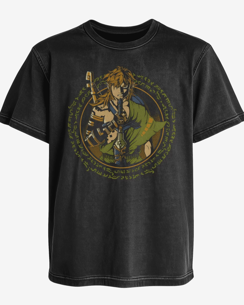 Polera desgastada Negro de Protector del Reino