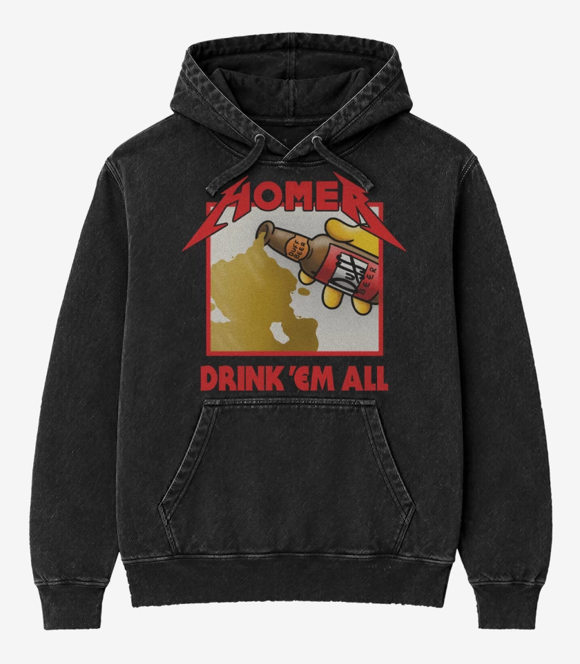Poleron Canguro Acid Wash Negro de Drink Em All