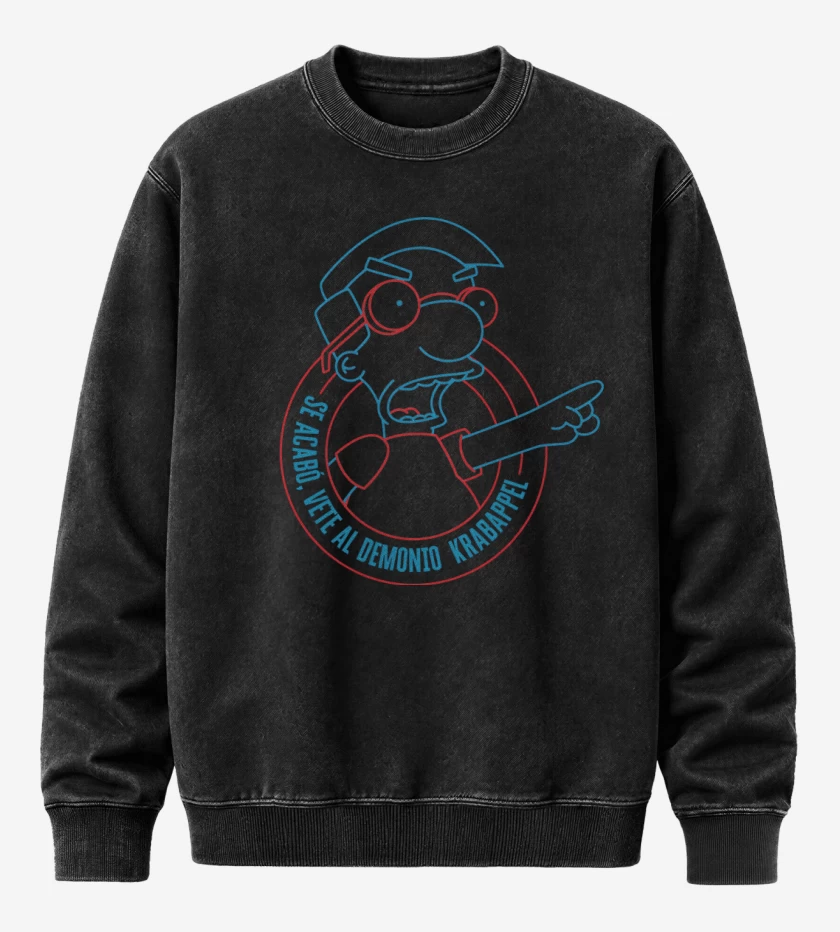 Poleron Polo Acid Wash Negro de Vete al Demonio Krabappel