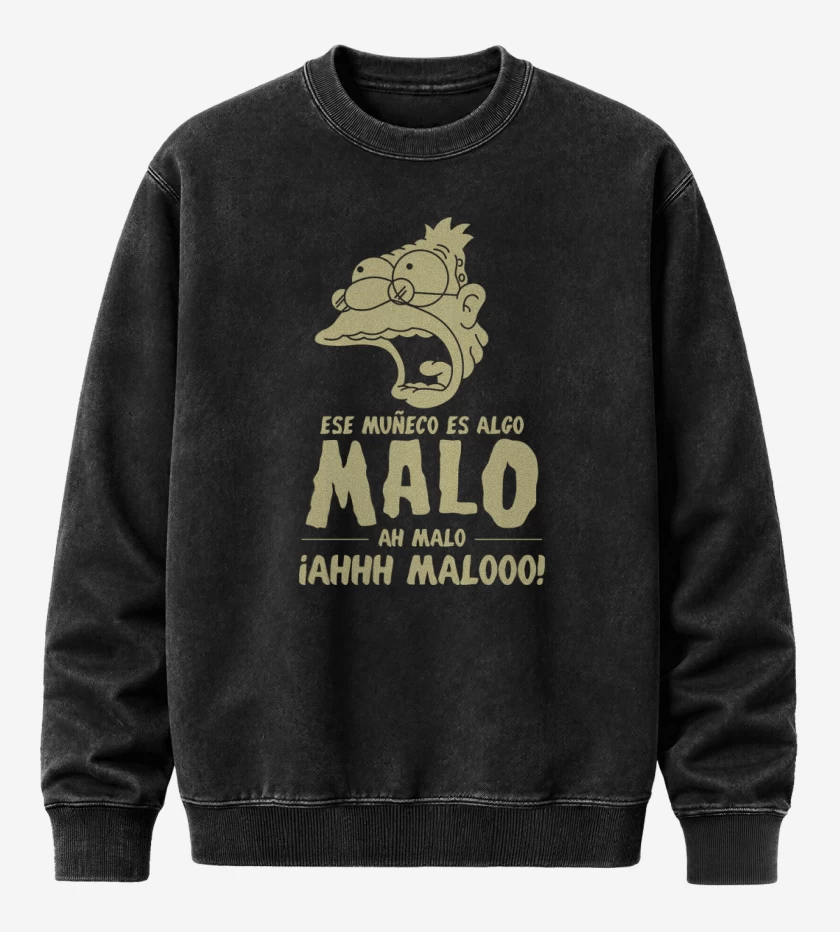 Poleron Polo Acid Wash Negro de Malo Maloo Malooo