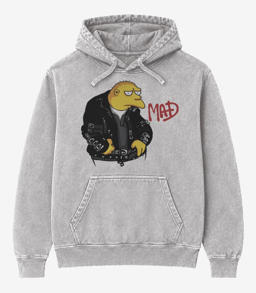 Poleron Canguro Acid Wash Gris Melange de MAD