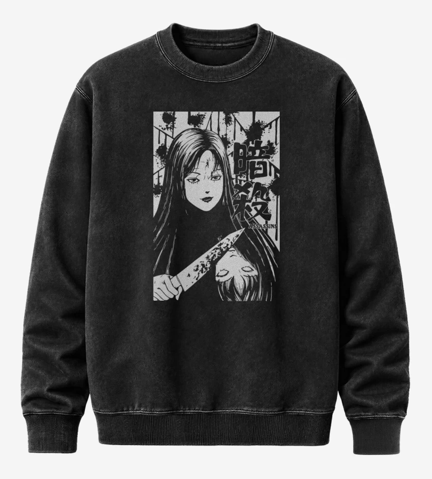 Poleron Polo Acid Wash Negro de Assassins