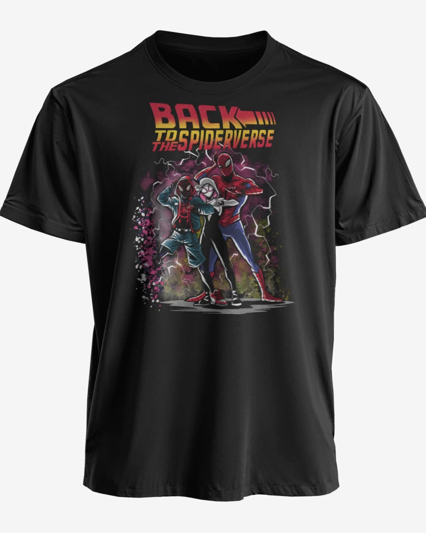 Polera premium Negro de Back to the Spiderverse 