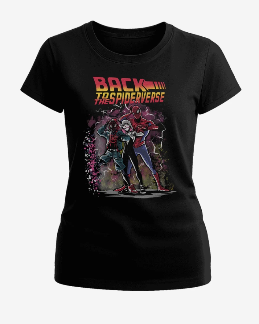 Polera de Mujer Negro de Back to the Spiderverse 