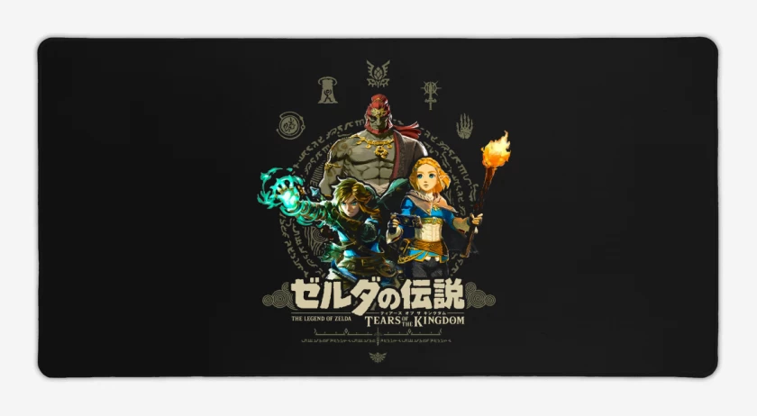 Mouse pad Gamer Negro de TOTK Link Zelda y Ganondorf