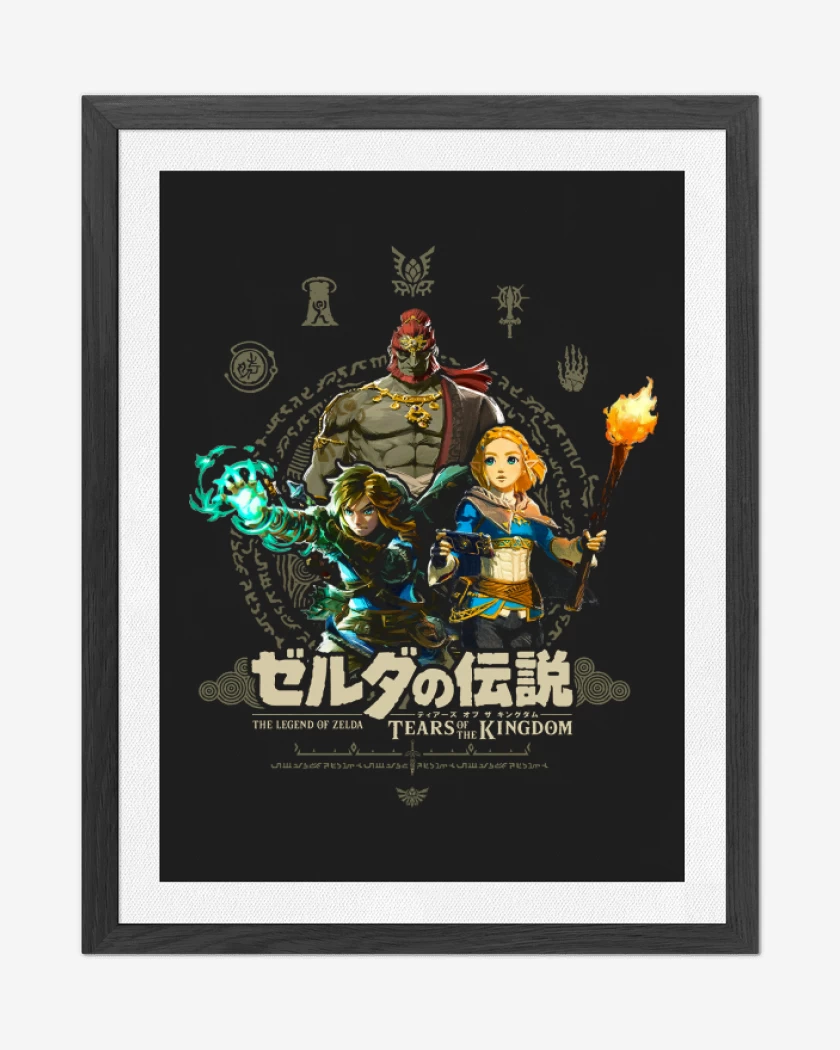 Cuadro decorativo Negro de TOTK Link Zelda y Ganondorf