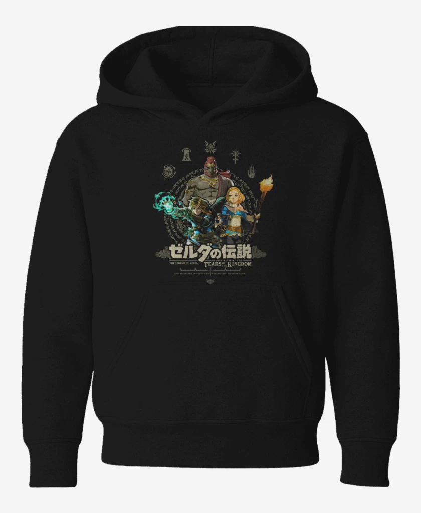 Poleron de niño Negro de TOTK Link Zelda y Ganondorf