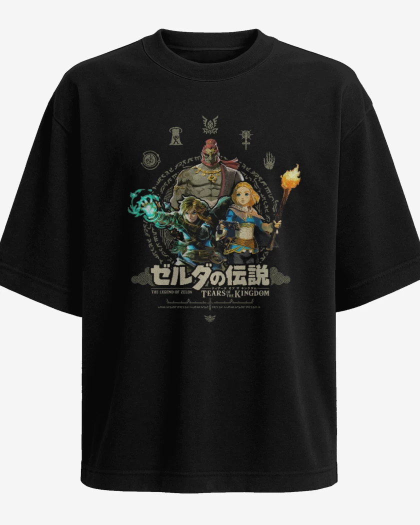 Polera Oversize Negro de TOTK Link Zelda y Ganondorf
