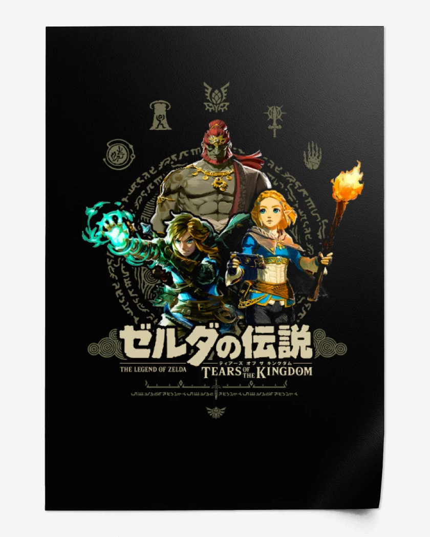 Print TOTK Link Zelda y Ganondorf