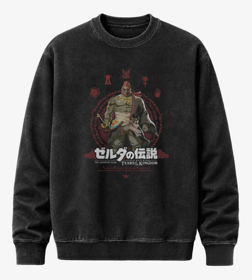 Poleron Polo Acid Wash Negro de TOTK Ganondorf