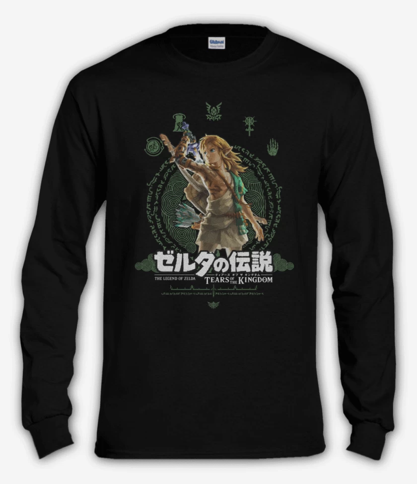 Polera manga larga Negro de TOTK Link
