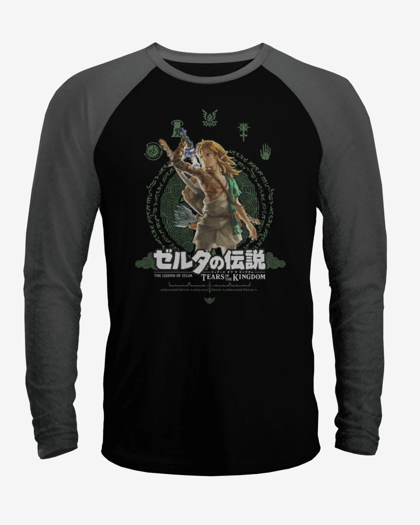 Polera Raglan Negro / Negro Heather de TOTK Link