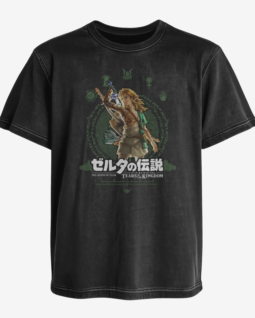 Polera desgastada Negro de TOTK Link