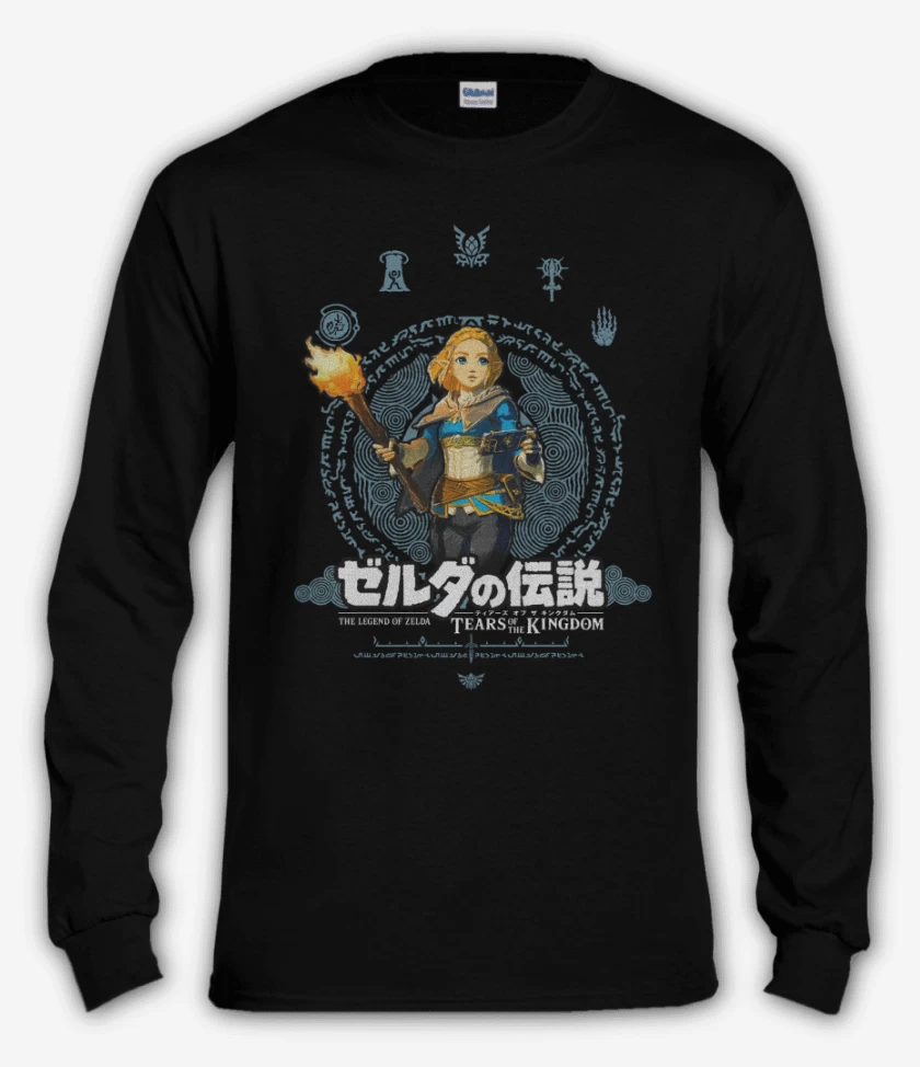 Polera manga larga Negro de TOTK Zelda
