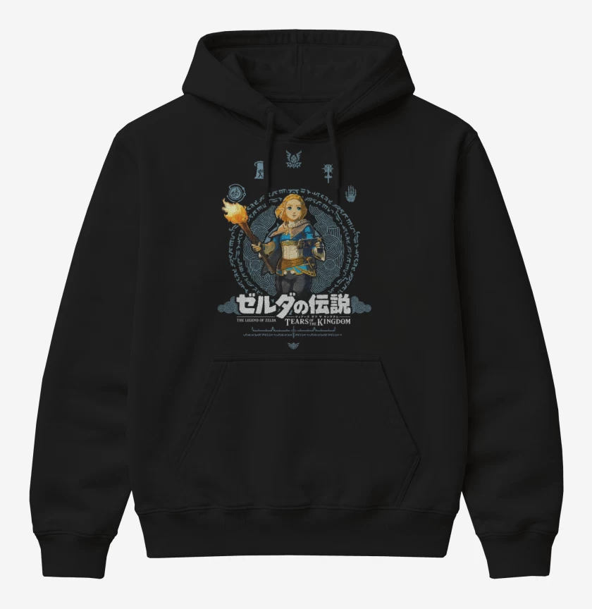 Poleron Canguro básico Negro de TOTK Zelda