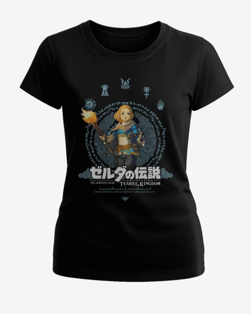 Polera de Mujer Negro de TOTK Zelda