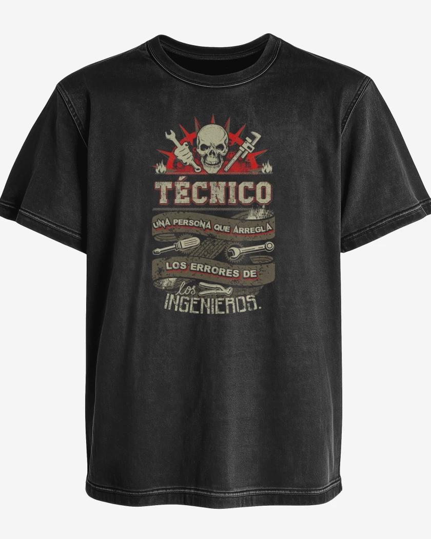 Polera desgastada Negro de Técnico