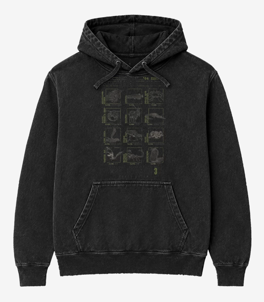 Poleron Canguro Acid Wash Negro de Survival Guide