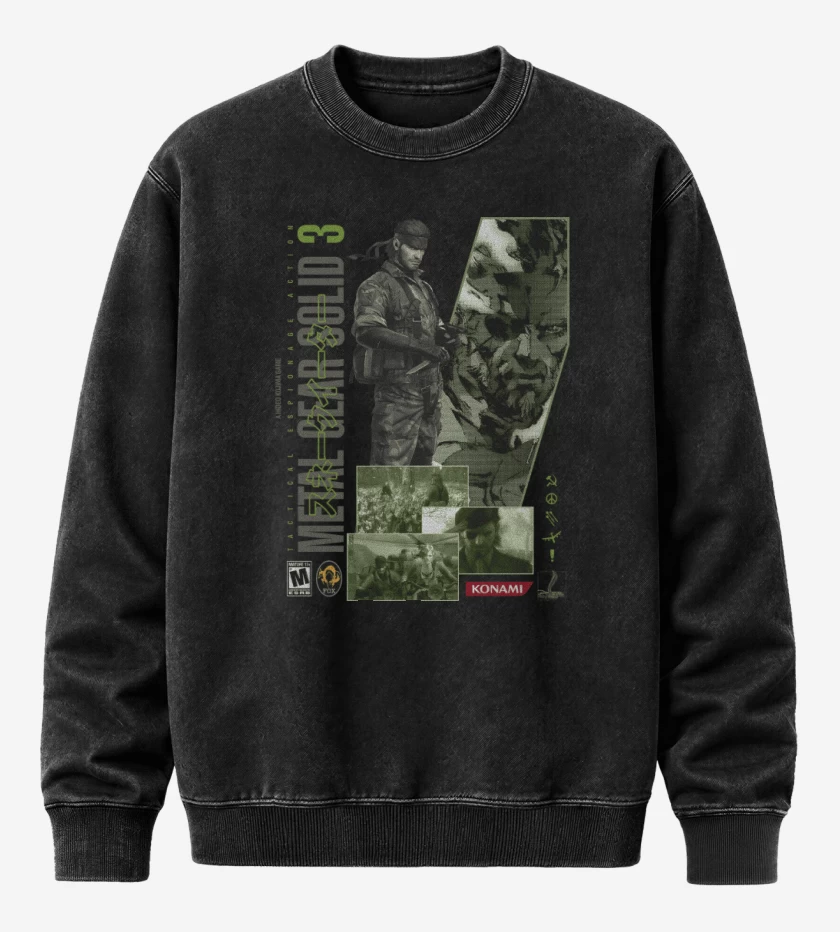 Poleron Polo Acid Wash Negro de MGS3 Naked Snake