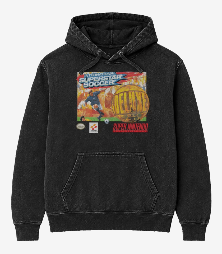 Poleron Canguro Acid Wash Negro de Deluxe
