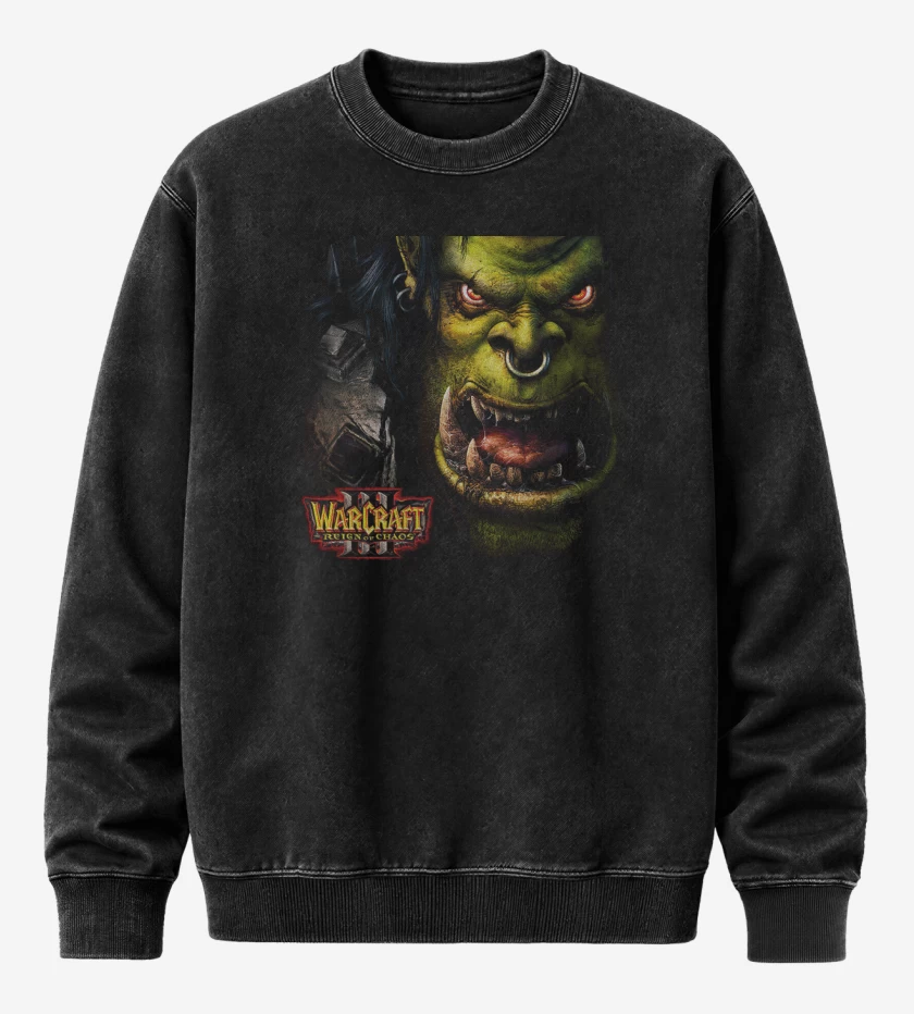 Poleron Polo Acid Wash Negro de Reign of chaos