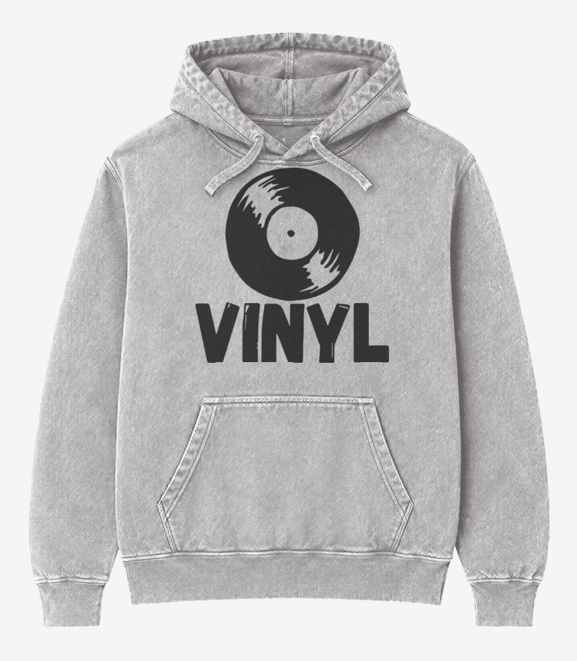 Poleron Canguro Acid Wash Gris Melange de Vinyl