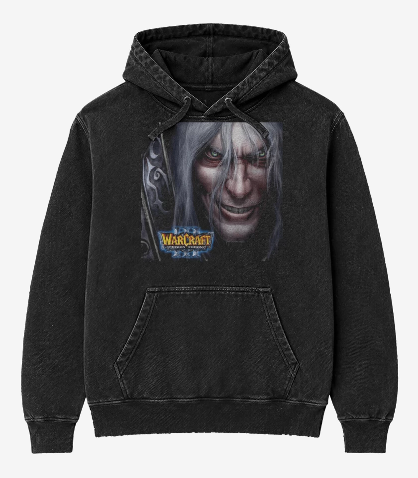Poleron Canguro Acid Wash Negro de Frozen Throne