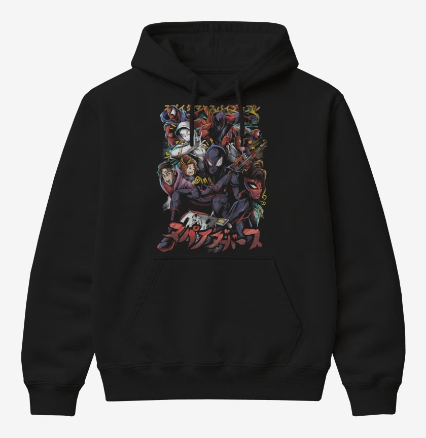 Poleron Canguro básico Negro de In to the Spiderverse