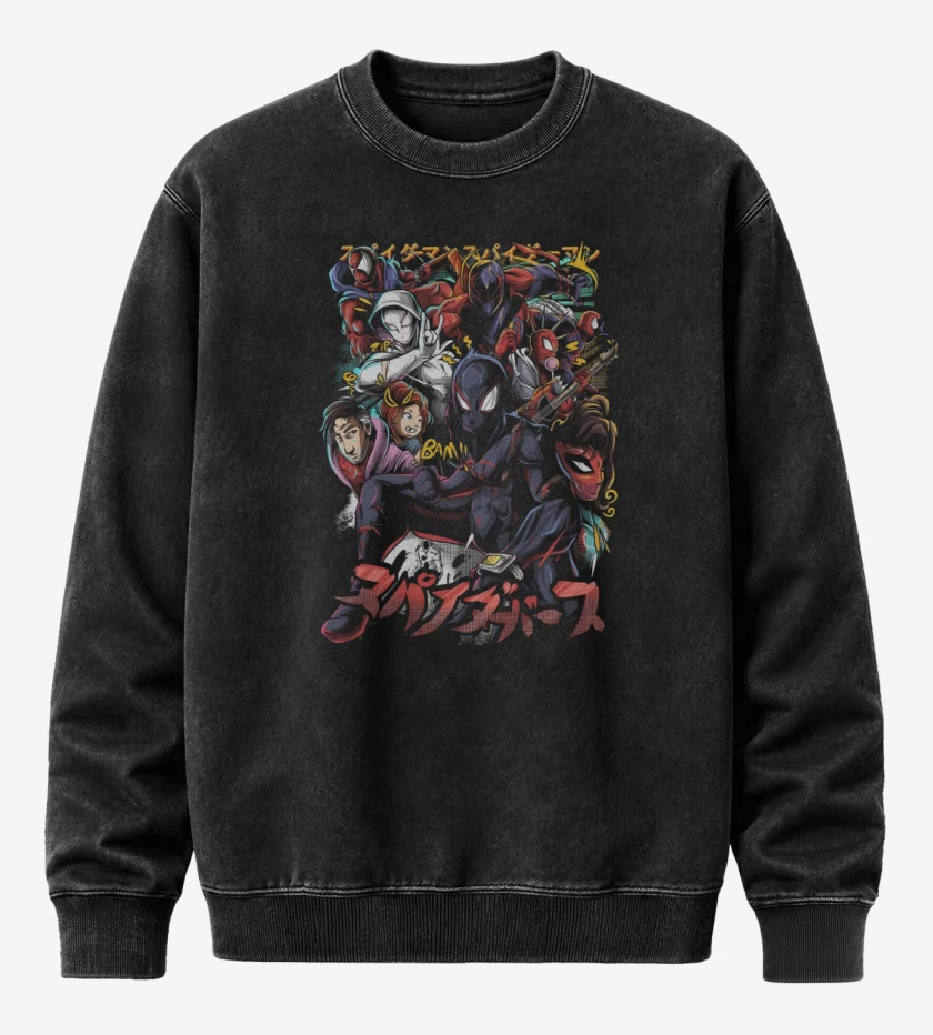 Poleron Polo Acid Wash Negro de In to the Spiderverse